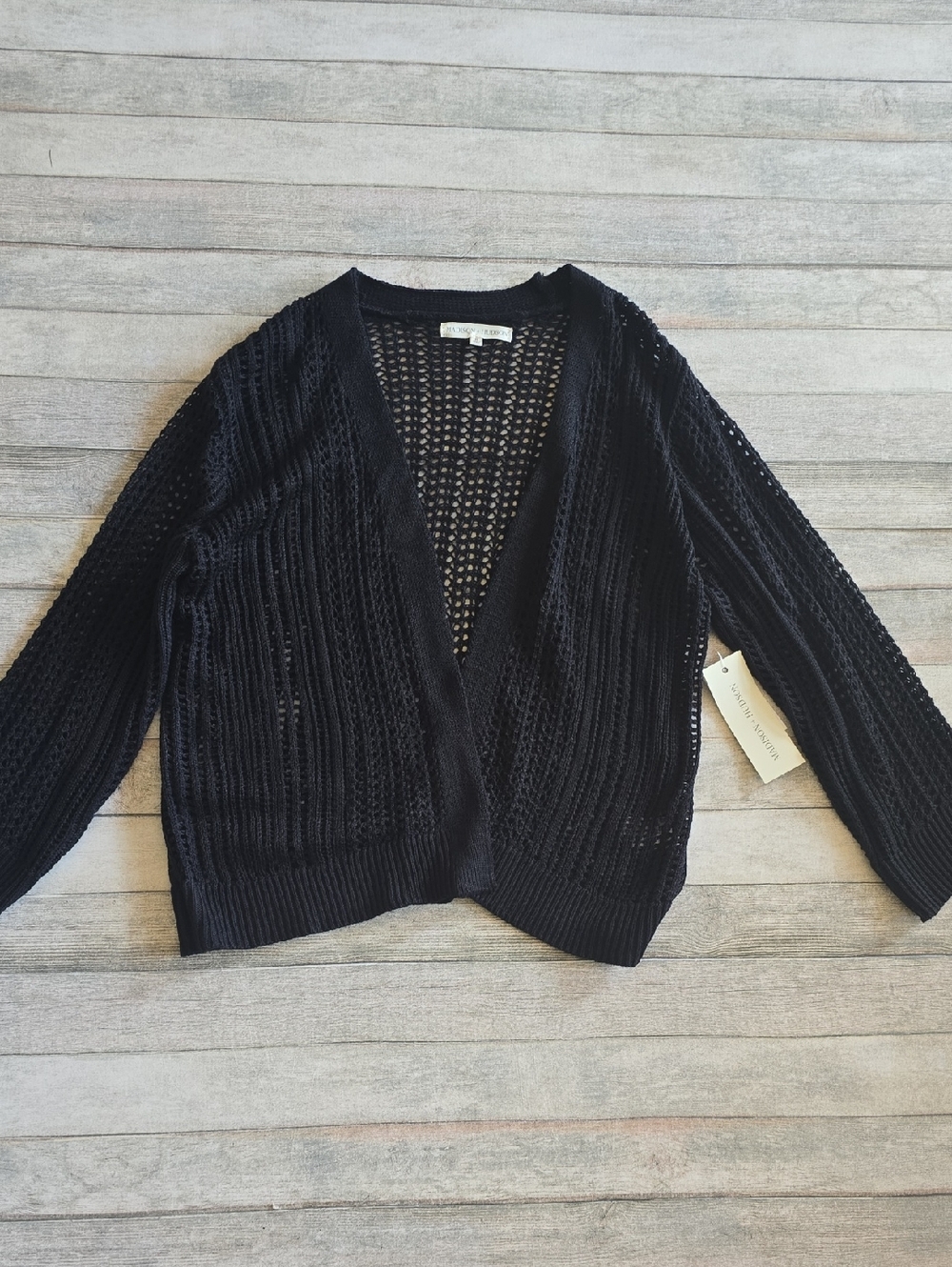 Madison And Hudson Open-Knit Black Women's Sweater Cardigan New